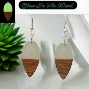 BOHO Style Glow In The Dark Wood & Resin Earrings, Festival